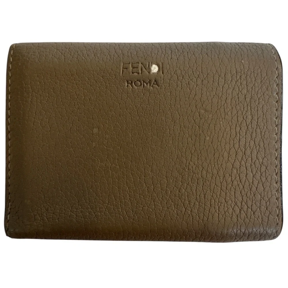 FENDI Tri-fold Leather Peekaboo Brown Womens Wallet PreLoved